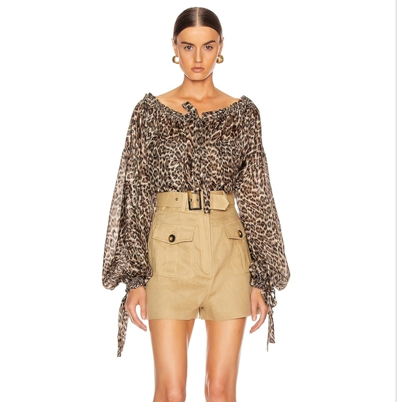 SOLD ‼️ NWT $550.00 ZIMMERMANN Suraya Leopard-print 100% Silk Blouse US XS AU 0 - Picture 4 of 6